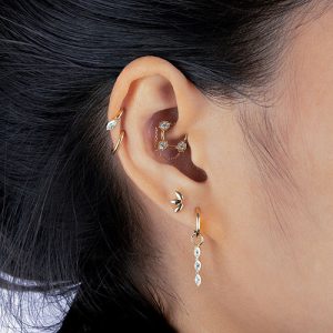 Ear with double helix piercing